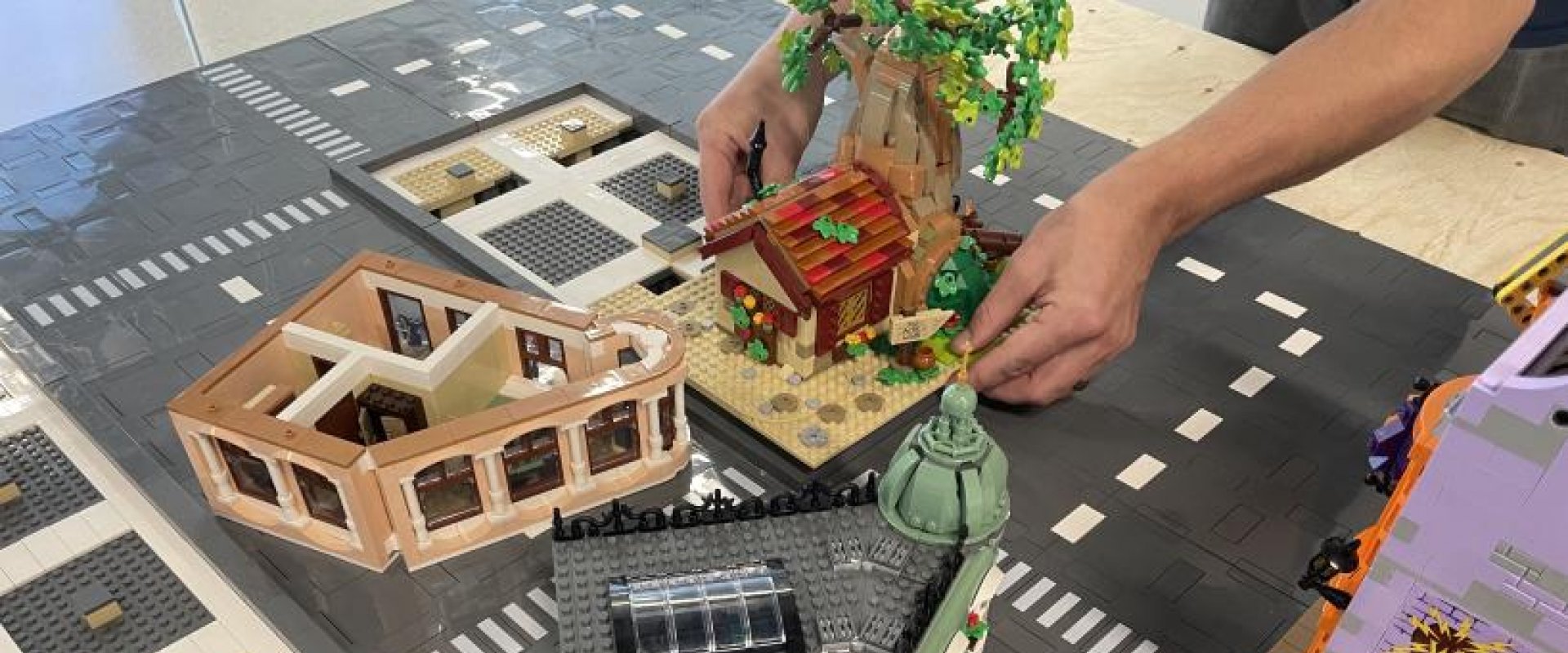 Building a city layout with Lego bricks