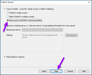 Save pool to local file for manual uploading option in the publish wizard window. 