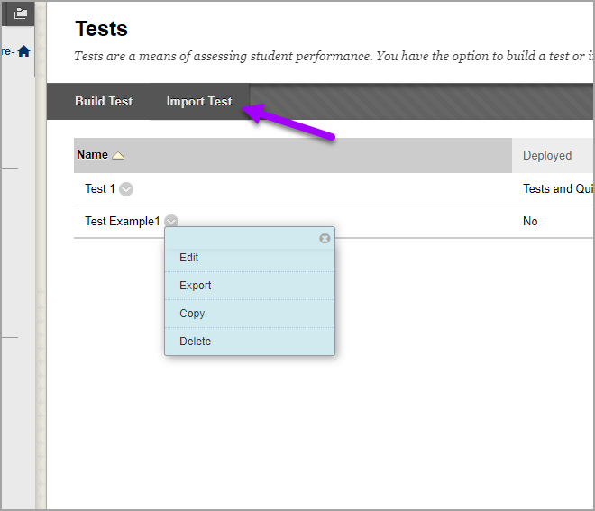 test options