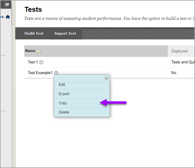 drop-down menu options