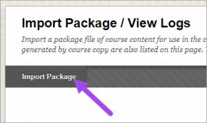 Import package button