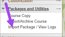 Import package in control panel
