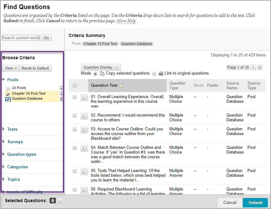 find questions page