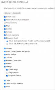 import select course materials