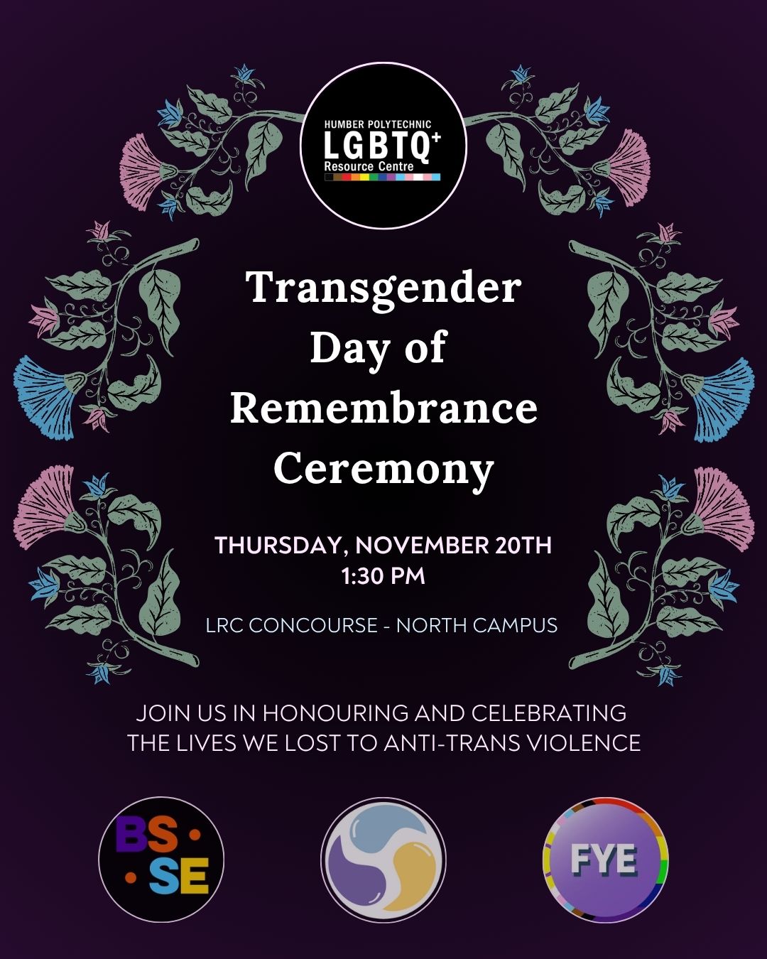 Transgender Day of Remembrance poster – Humber LGBTQ+ Resource Centre
