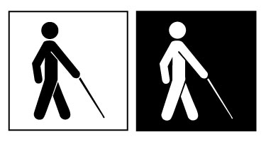 Silhouette of a person using a white cane