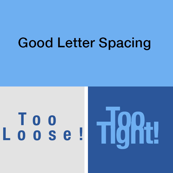 example of different letter spacing settings