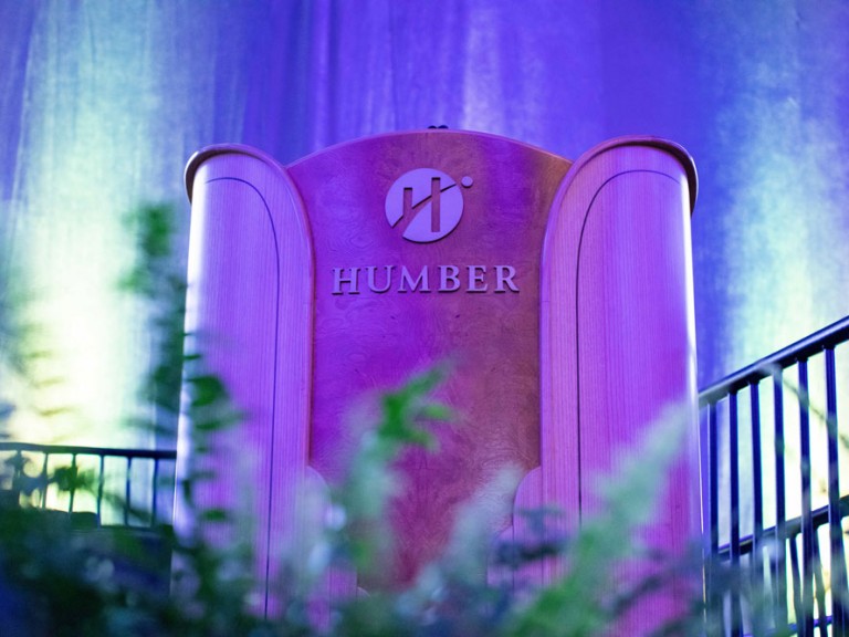 Humber logo on the speaker's podium