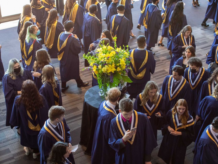 Humber graduates mingling taken from a high angle