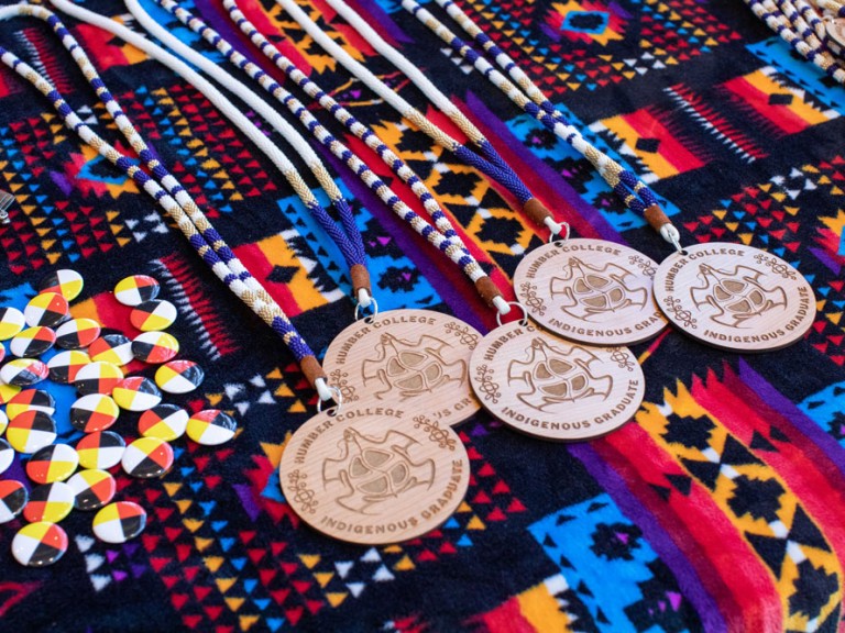 Collection of Humber Indigenous graduate badges
