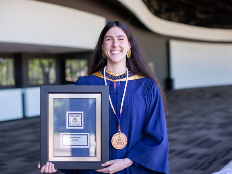 An Indigenous graduate of Humber smiling