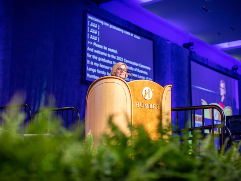 Speaker at Podium during Humber Graduation