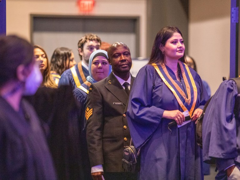 Line of Humber graduates in Graduation attire