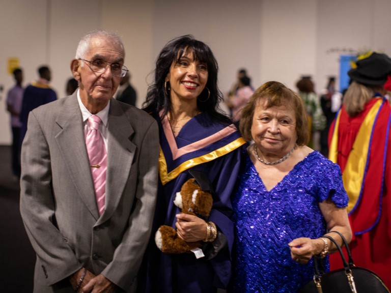 Humber graduate with parents