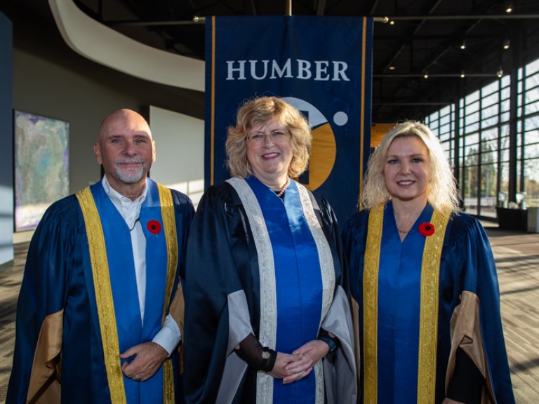 Three Humber faculty including president Ann Marie Vaughan pose for photo
