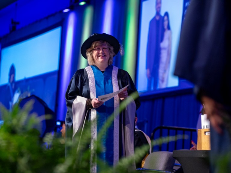 Ann Marie Vaughan smiling on stage