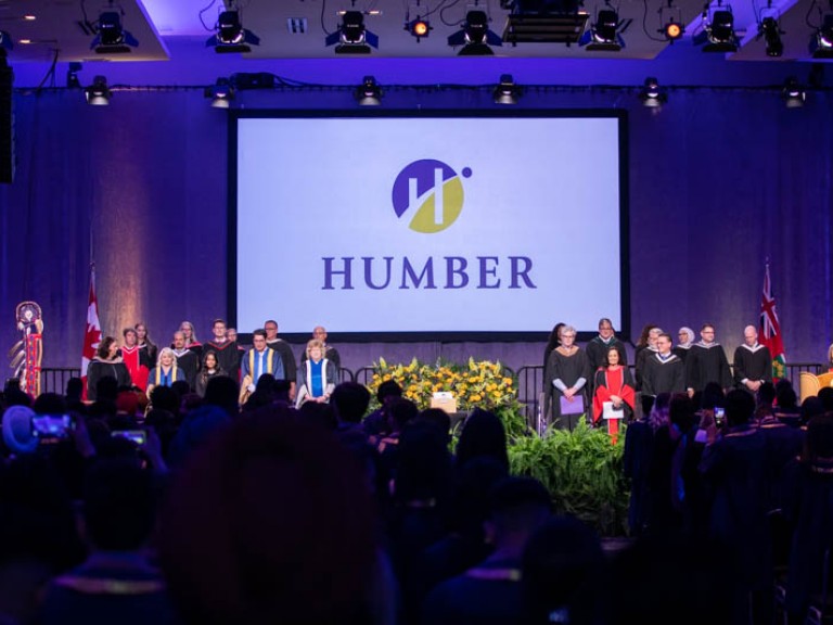 View of stage from back of ceremony hall