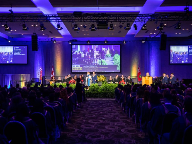 View of stage from back of ceremony hall