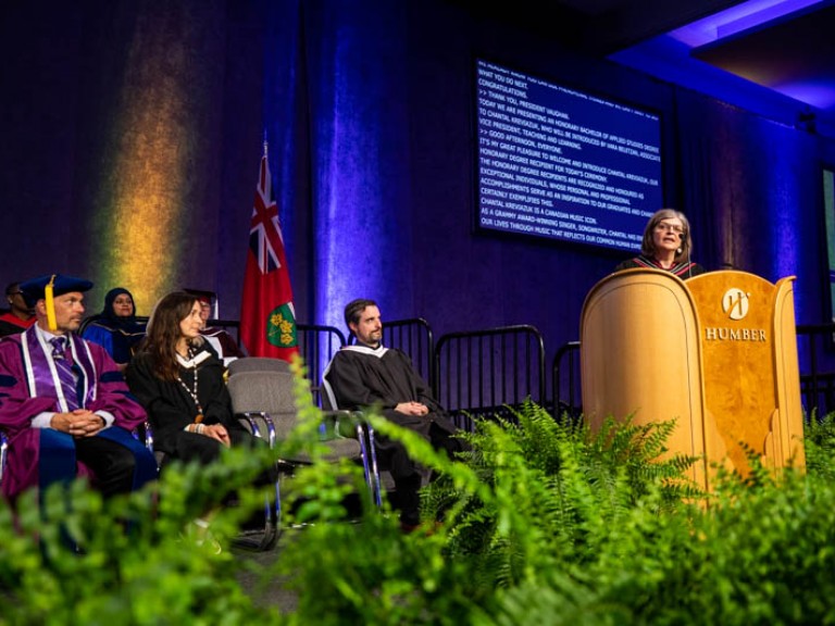 Person speaking at podium