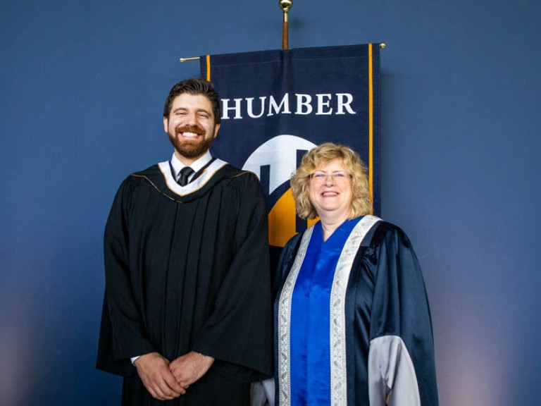 Honorary degree recipient Tareq Hadhad poses for photo with Humber president
