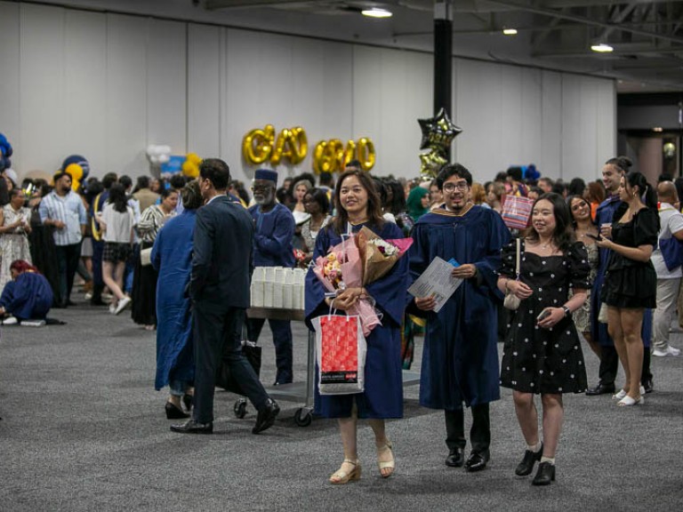 Graduates in reception area