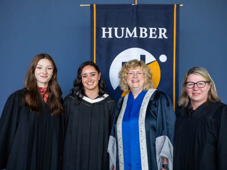 Honorary degree recipient Kaetlyn Osmond with three others