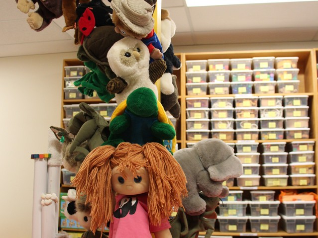 Stuff toys hanged on a poll