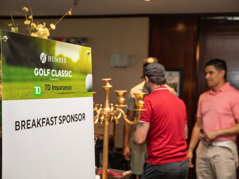 Banner that reads: Humber Golf Classic sponsored by TD Insurance