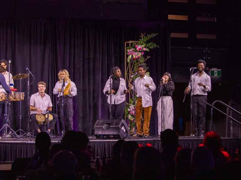 Band performing on stage