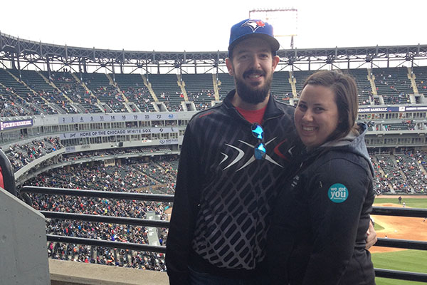 Berrit and Andrew at a baseball game