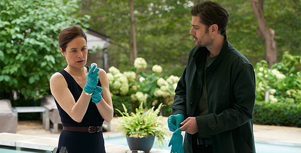 man and woman talking