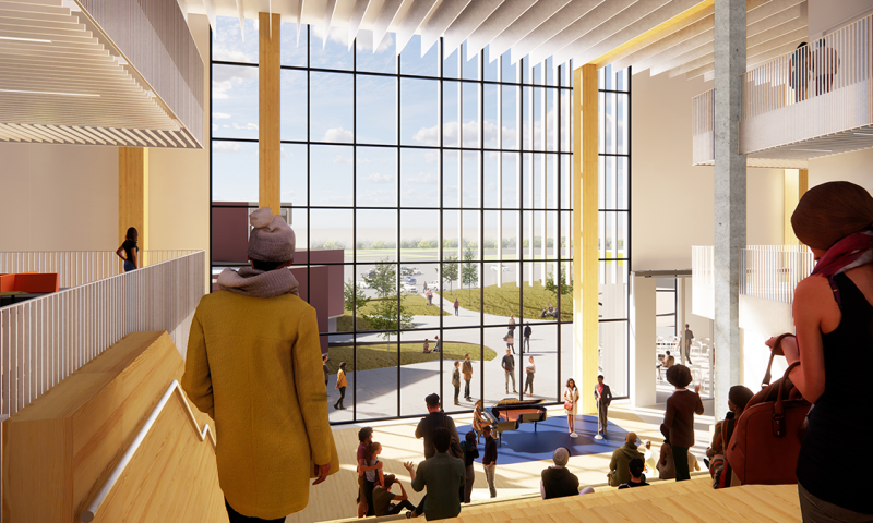 Rendering of the inside of the Culture Hub