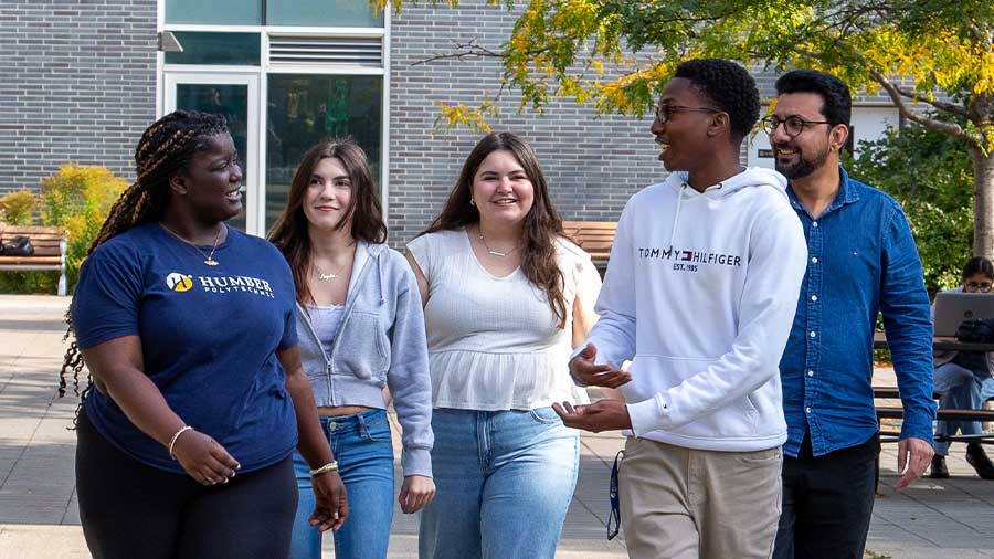 Students walking on campus