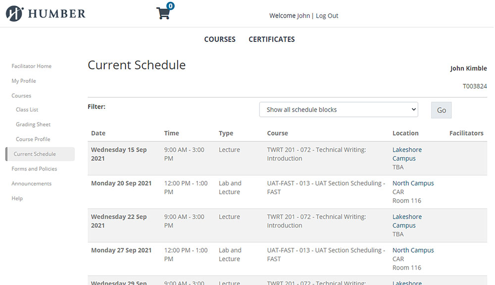 HowTo View Your Schedule Humber College