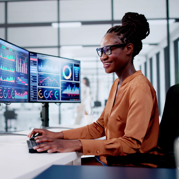 Person working at computer desk