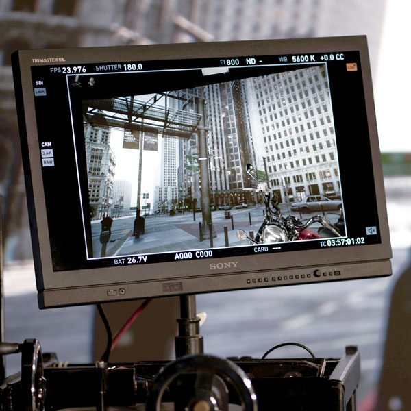 Camera screen on film set