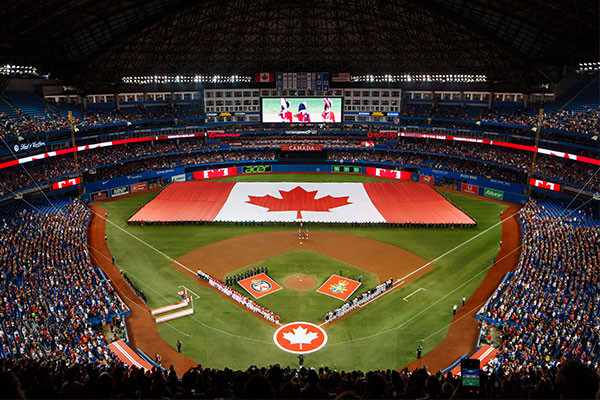 Interior view of the Rogers Centre where Blue Jays play