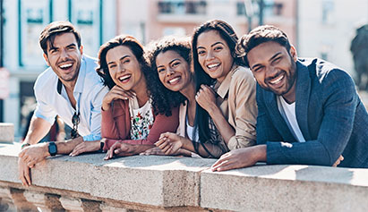 Group of young adults smiling