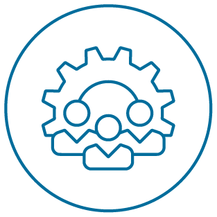 icon of a gear with three people