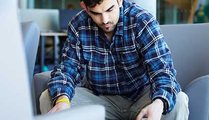 student reading a book