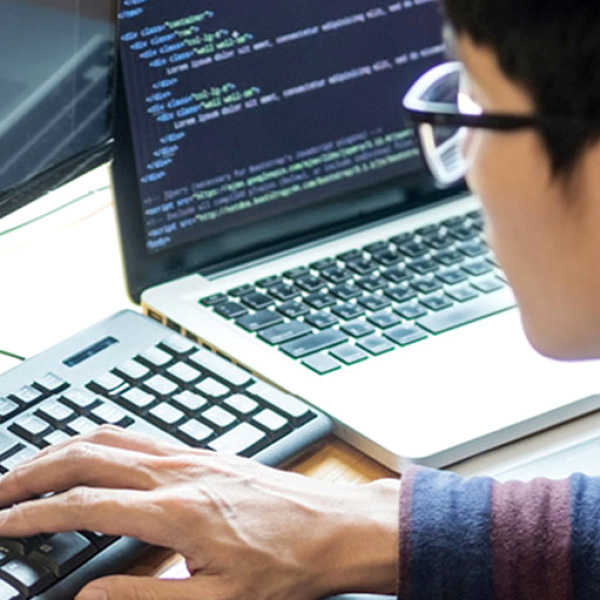 person working on a laptop