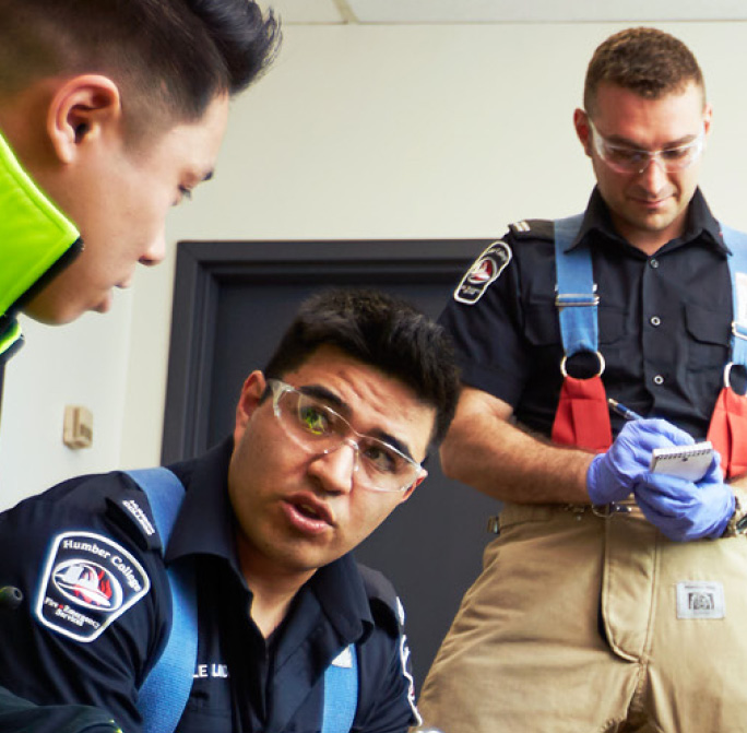 emergency services students in an emergency simulation