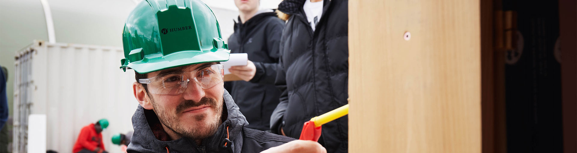 Humber student working on construction