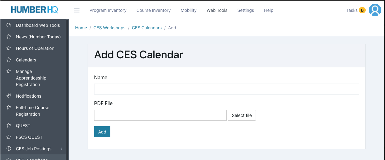 CES Calendar Buttons Humber College