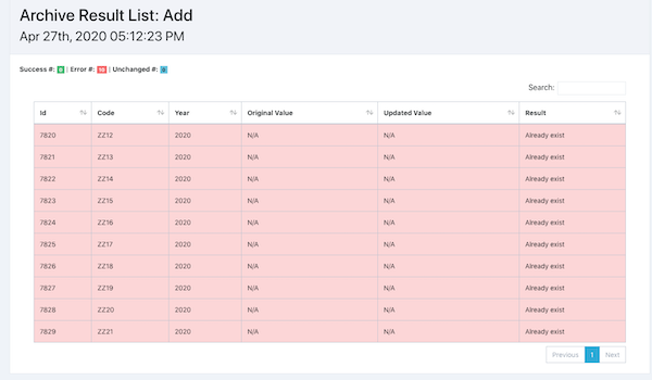 courses data upload