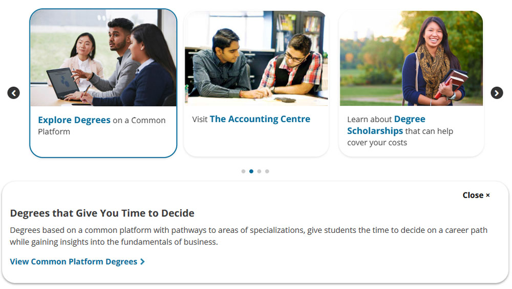 screenshot of humber advantage section on program page