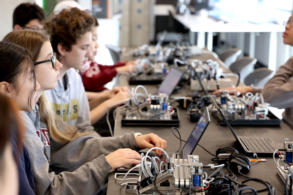 Students at a mechatronics workshop