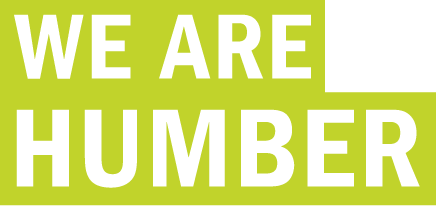 The text WE ARE HUMBER white on lime green background