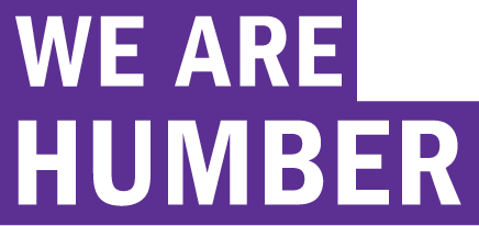 The text WE ARE HUMBER white on purple background