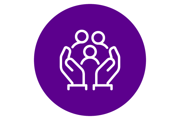 icon of hands around people